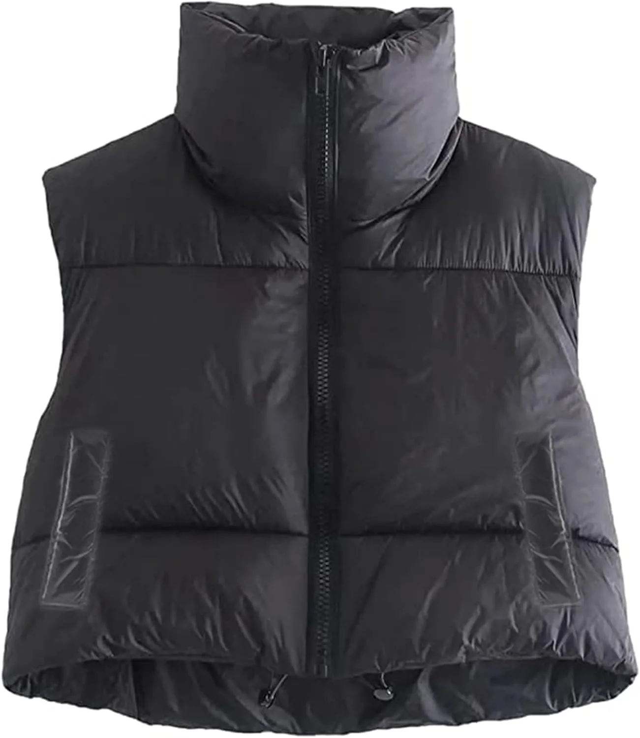 WZTYYDS Women Cropped Puffer Vest Sleeveless Lightweight Cotton-Padded Zipper Crop Short Top Gilet Streetwear