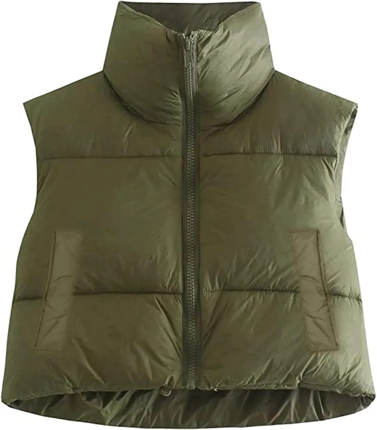 WZTYYDS Women Cropped Puffer Vest Sleeveless Lightweight Cotton-Padded Zipper Crop Short Top Gilet Streetwear