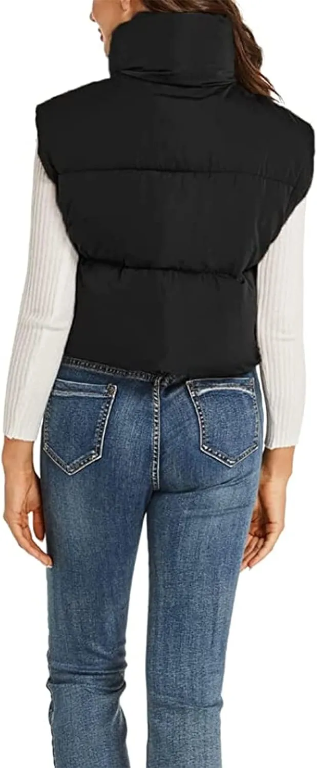 WZTYYDS Women Cropped Puffer Vest Sleeveless Lightweight Cotton-Padded Zipper Crop Short Top Gilet Streetwear
