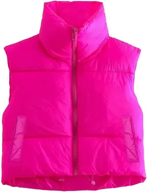 WZTYYDS Women Cropped Puffer Vest Sleeveless Lightweight Cotton-Padded Zipper Crop Short Top Gilet Streetwear