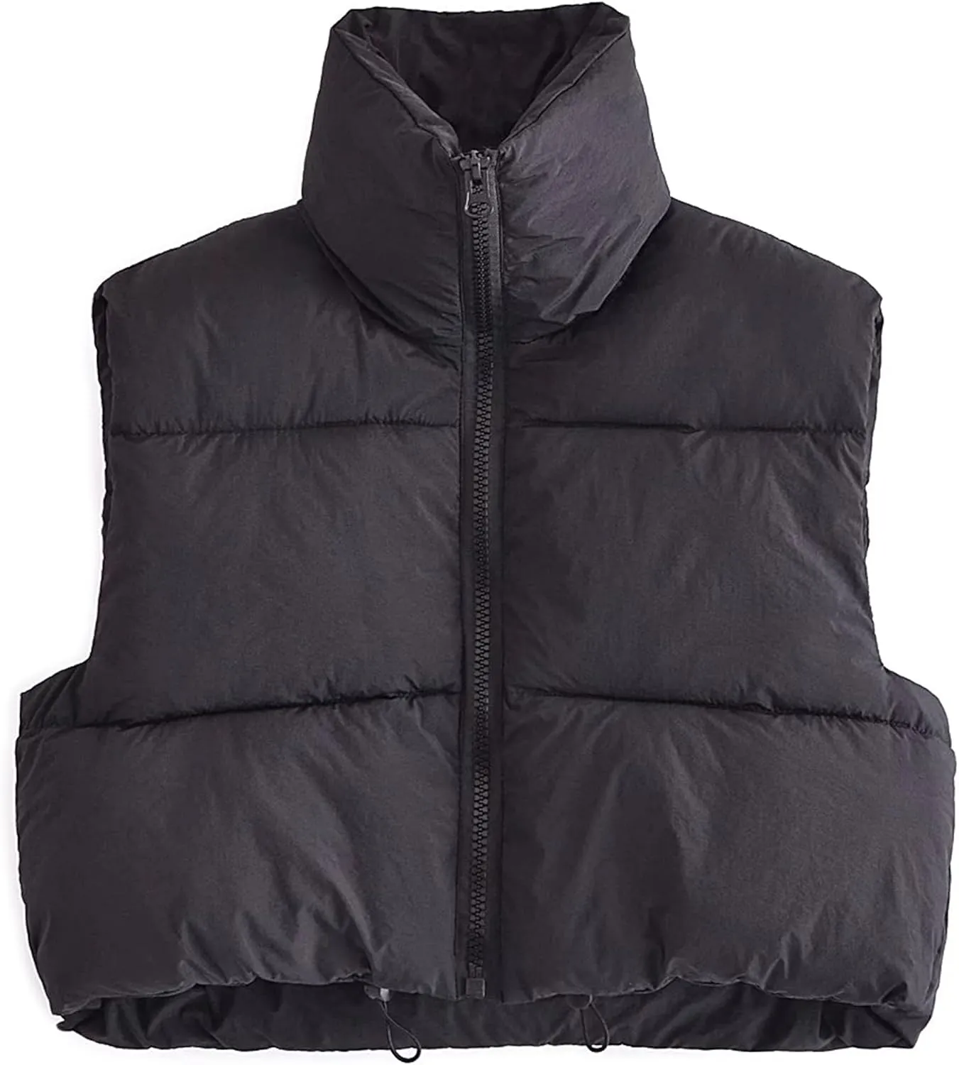 Zhiyouni Womens Cropped Puffer Vest Lightweight Sleeveless Stand Collar Short Padded Vest Gilet