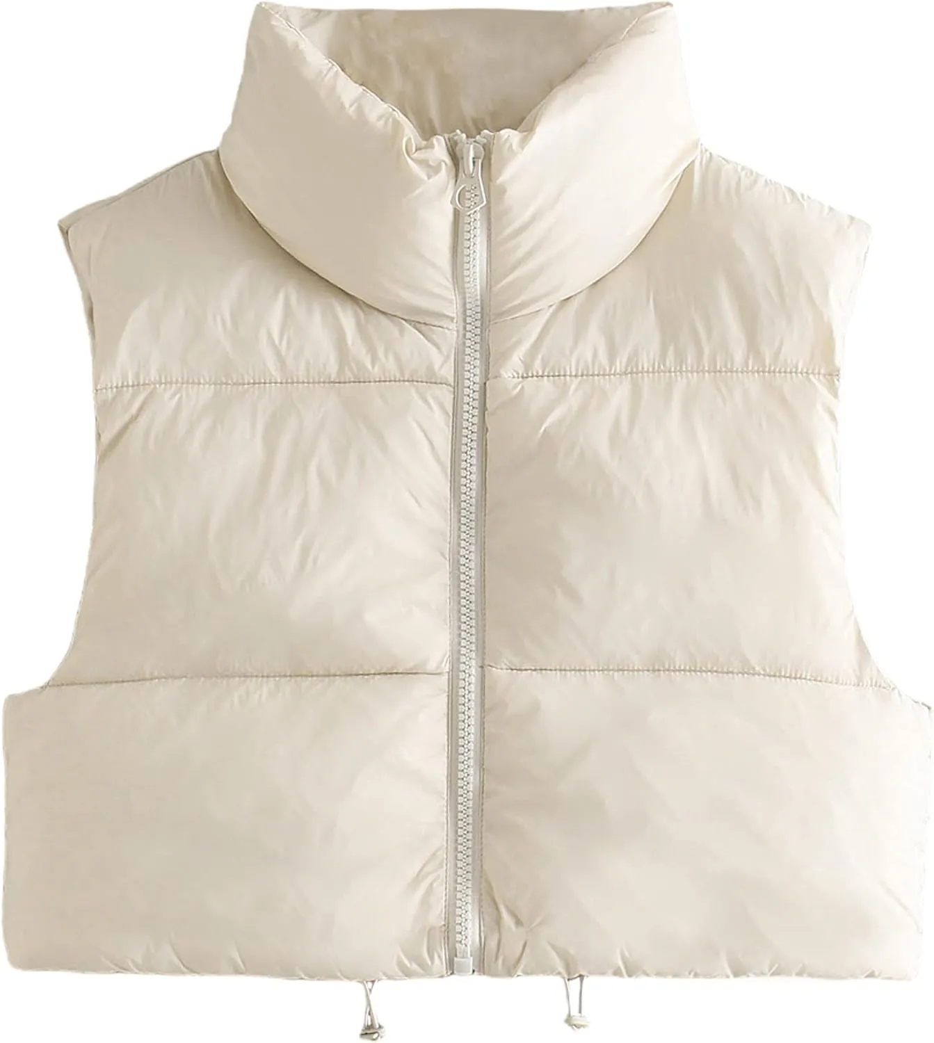 Zhiyouni Womens Cropped Puffer Vest Lightweight Sleeveless Stand Collar Short Padded Vest Gilet