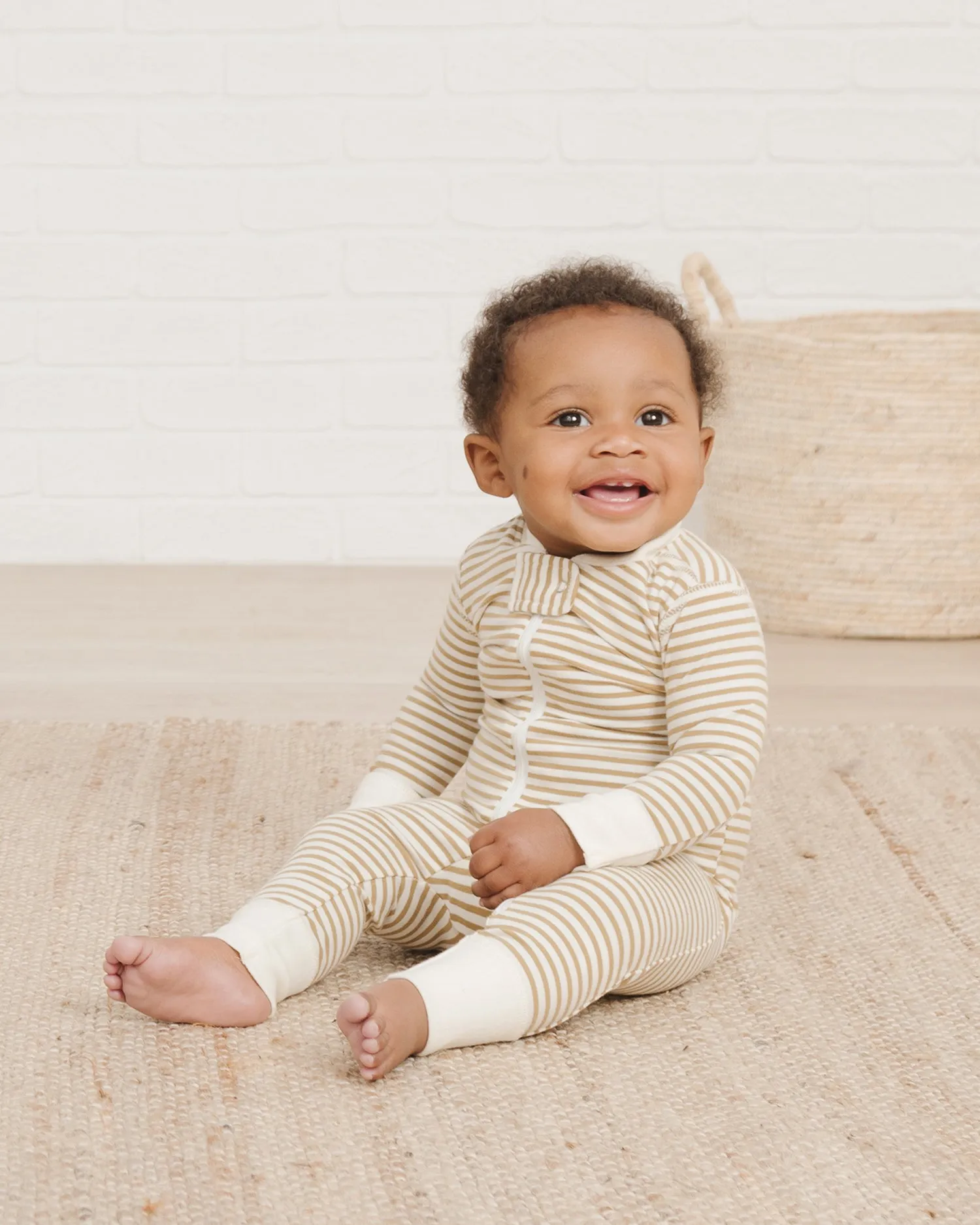 Zip Longsleeve Sleeper – Gold Stripe